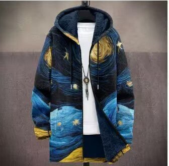 Men’s Trench Coat w/ Digital Printed Hoodie – Trendy Wear - SMARTMARTNZ