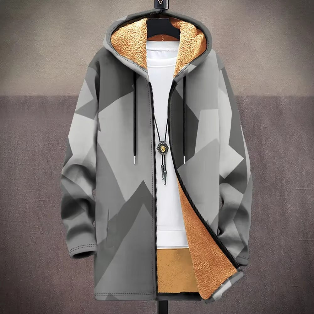 Men’s Trench Coat w/ Digital Printed Hoodie – Trendy Wear - SMARTMARTNZ