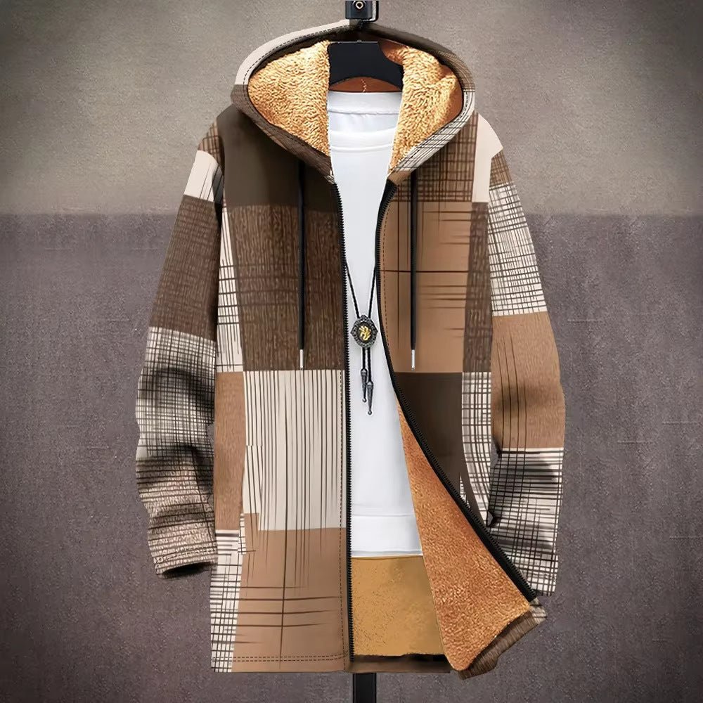 Men’s Trench Coat w/ Digital Printed Hoodie – Trendy Wear - SMARTMARTNZ