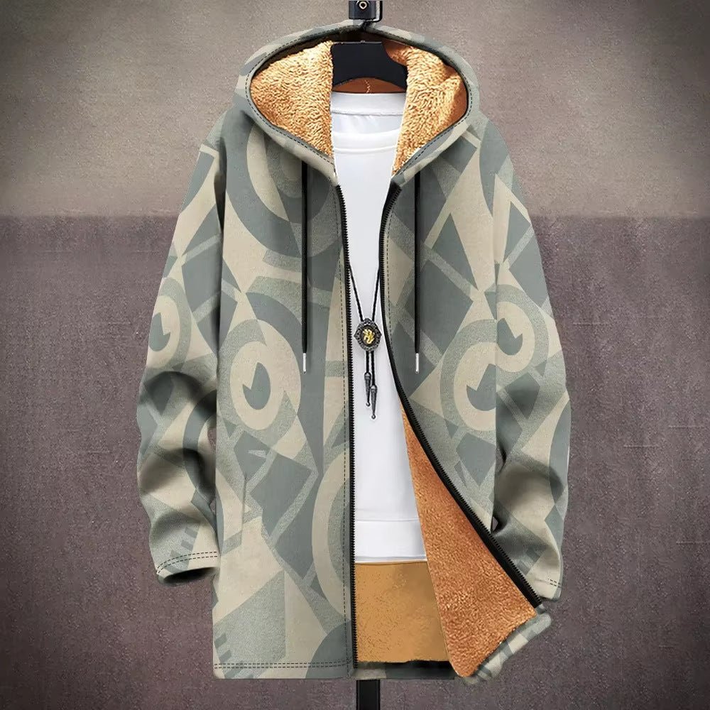 Men’s Trench Coat w/ Digital Printed Hoodie – Trendy Wear - SMARTMARTNZ