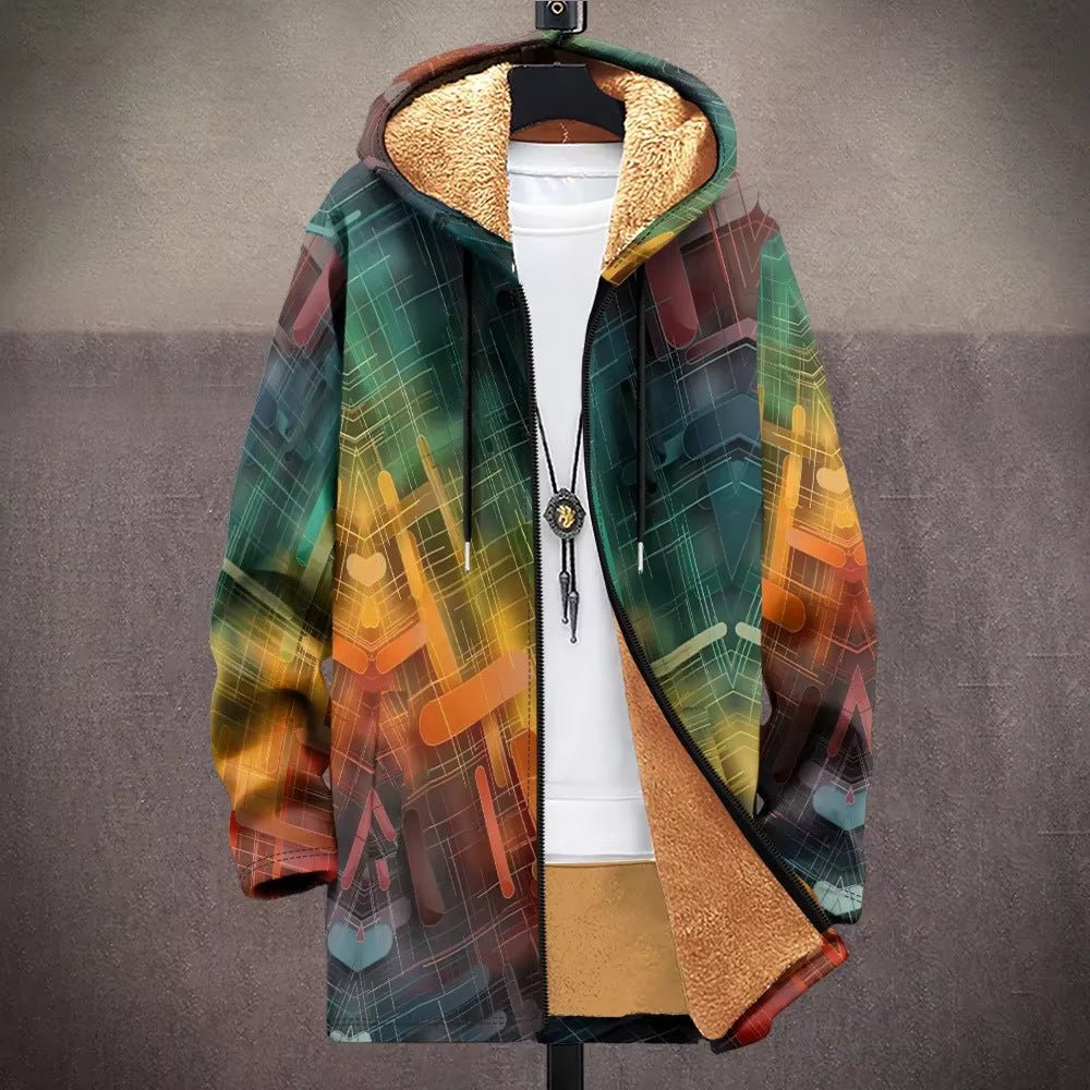 Men’s Trench Coat w/ Digital Printed Hoodie – Trendy Wear - SMARTMARTNZ