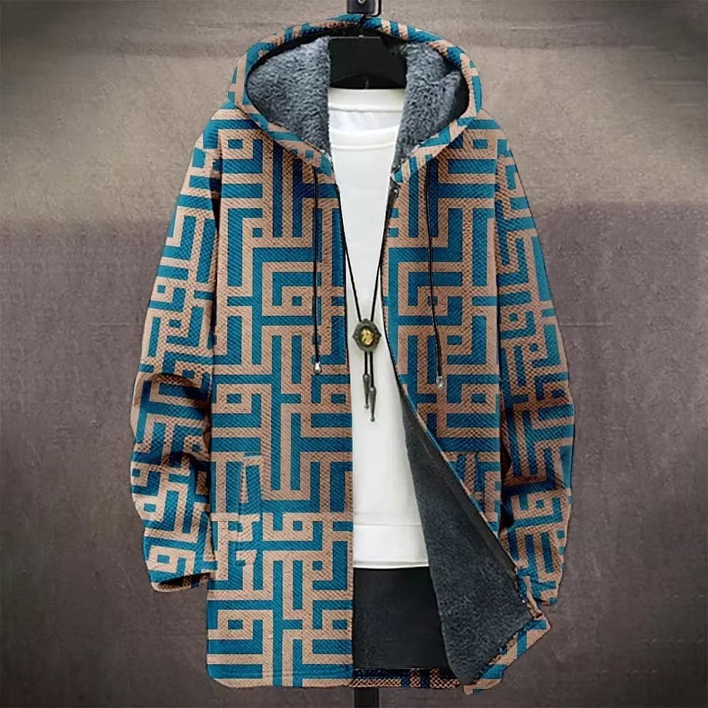 Men’s Trench Coat w/ Digital Printed Hoodie – Trendy Wear - SMARTMARTNZ