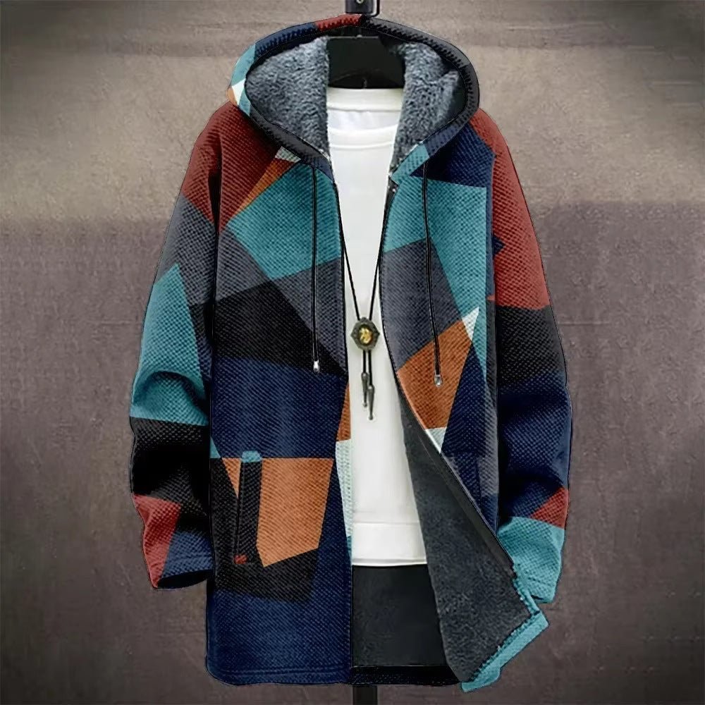 Men’s Trench Coat w/ Digital Printed Hoodie – Trendy Wear - SMARTMARTNZ