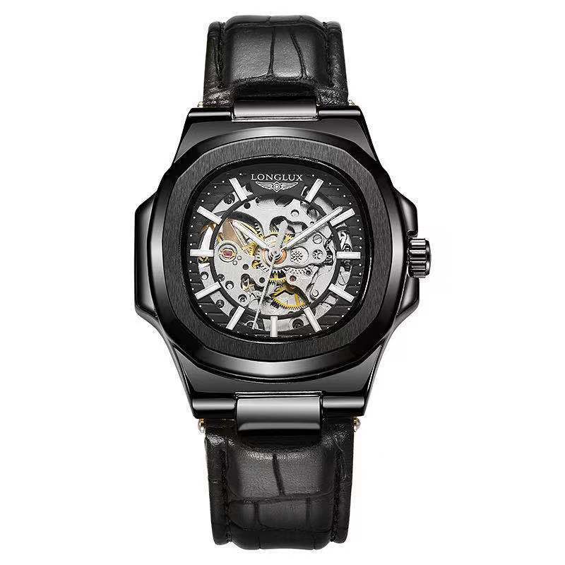 Men’s Waterproof Mechanical Watch – Barrel Case & Leather Strap - SMARTMARTNZ
