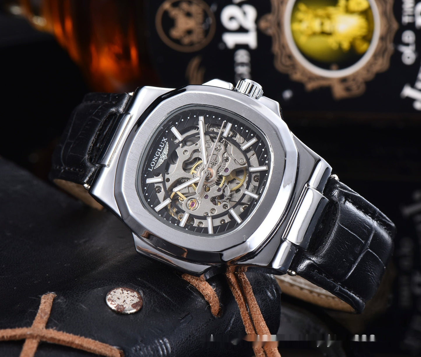 Men’s Waterproof Mechanical Watch – Barrel Case & Leather Strap - SMARTMARTNZ