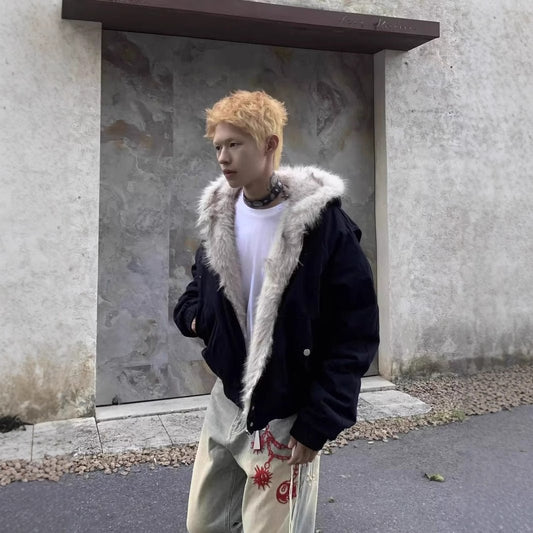 Men’s Winter Fur Collar Jacket – Short - Length, Heavy Warmth & Timeless Style - SMARTMARTNZ