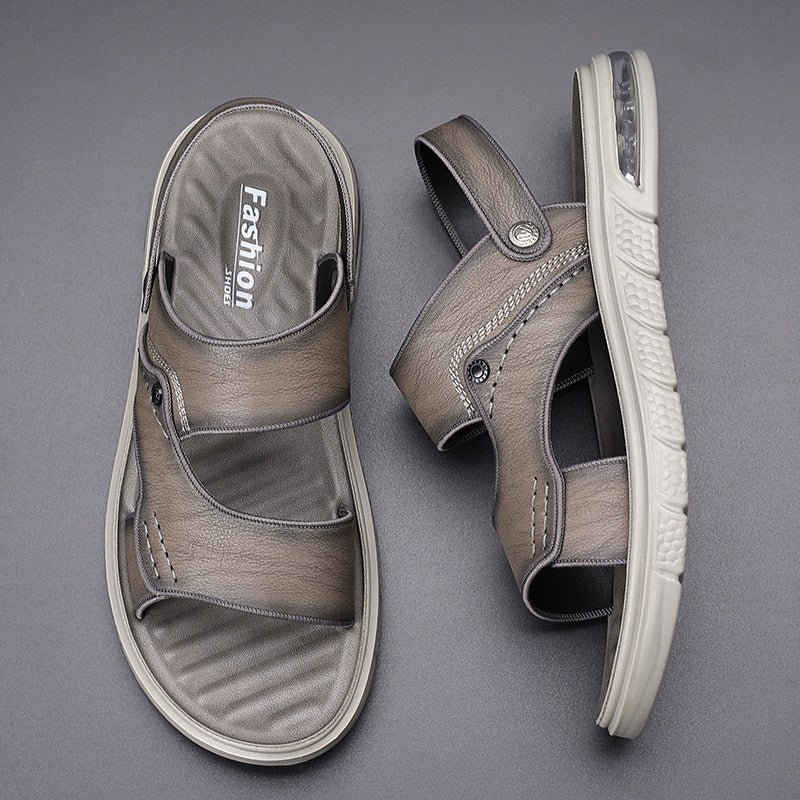 New Leather Beach Sandals for Men – Anti - Slip & Supportive Ideal for Mature Feet | Double Sole Cushioning | Summer Ready - SMARTMARTNZ