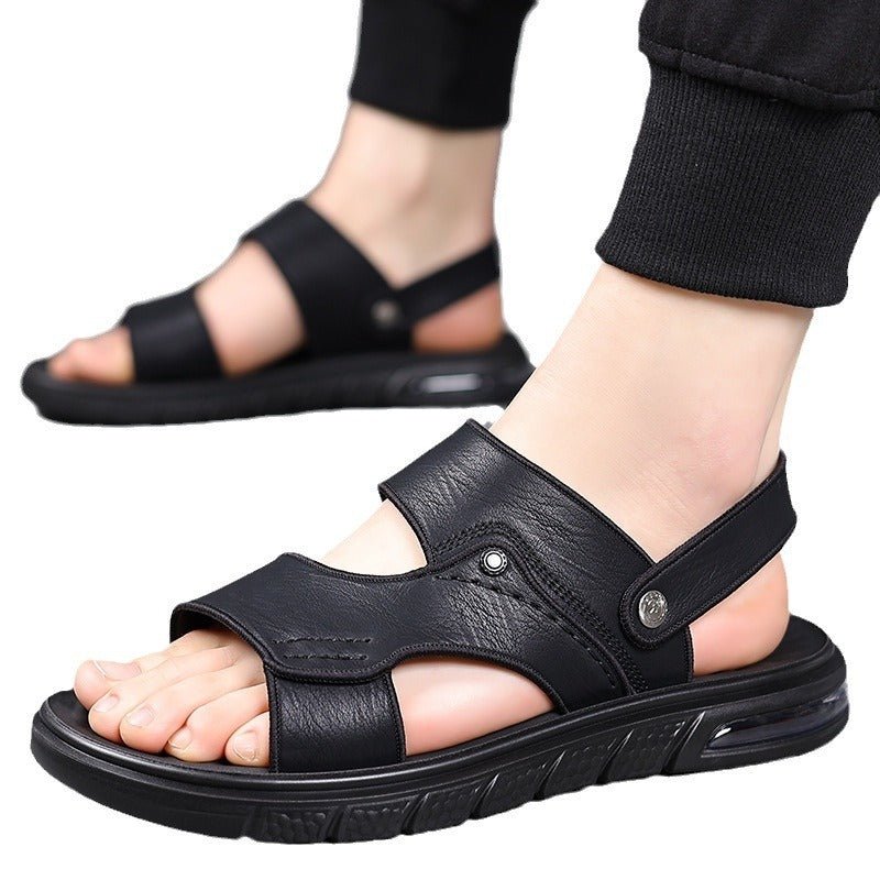 New Leather Beach Sandals for Men – Anti - Slip & Supportive Ideal for Mature Feet | Double Sole Cushioning | Summer Ready - SMARTMARTNZ