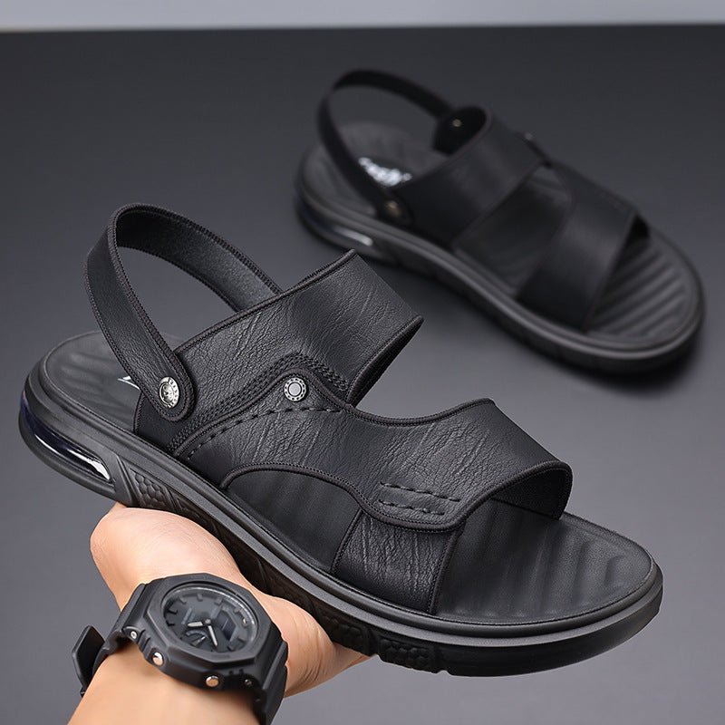 New Leather Beach Sandals for Men – Anti - Slip & Supportive Ideal for Mature Feet | Double Sole Cushioning | Summer Ready - SMARTMARTNZ