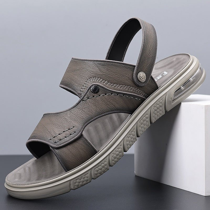 New Leather Beach Sandals for Men – Anti - Slip & Supportive Ideal for Mature Feet | Double Sole Cushioning | Summer Ready - SMARTMARTNZ