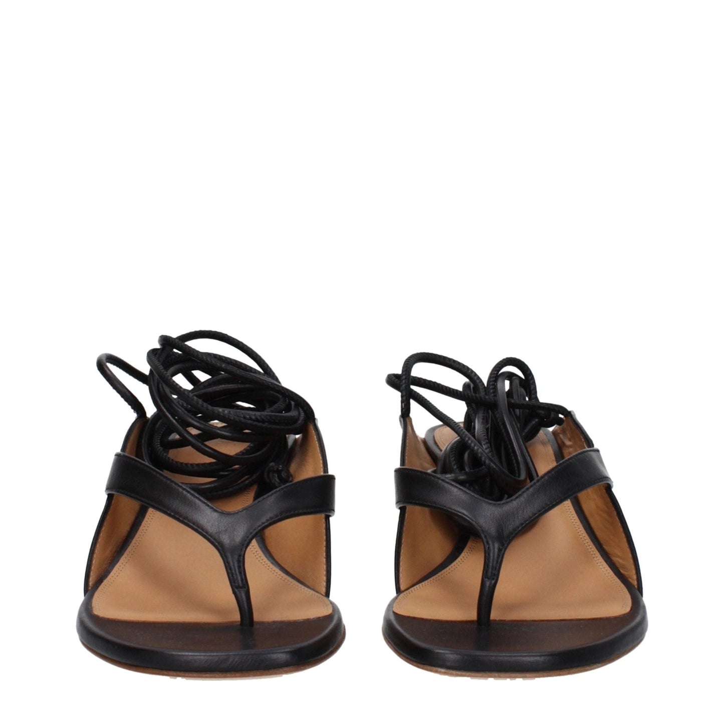 Off - White Black Leather Flip - Flop Sandals - SMARTMARTNZ