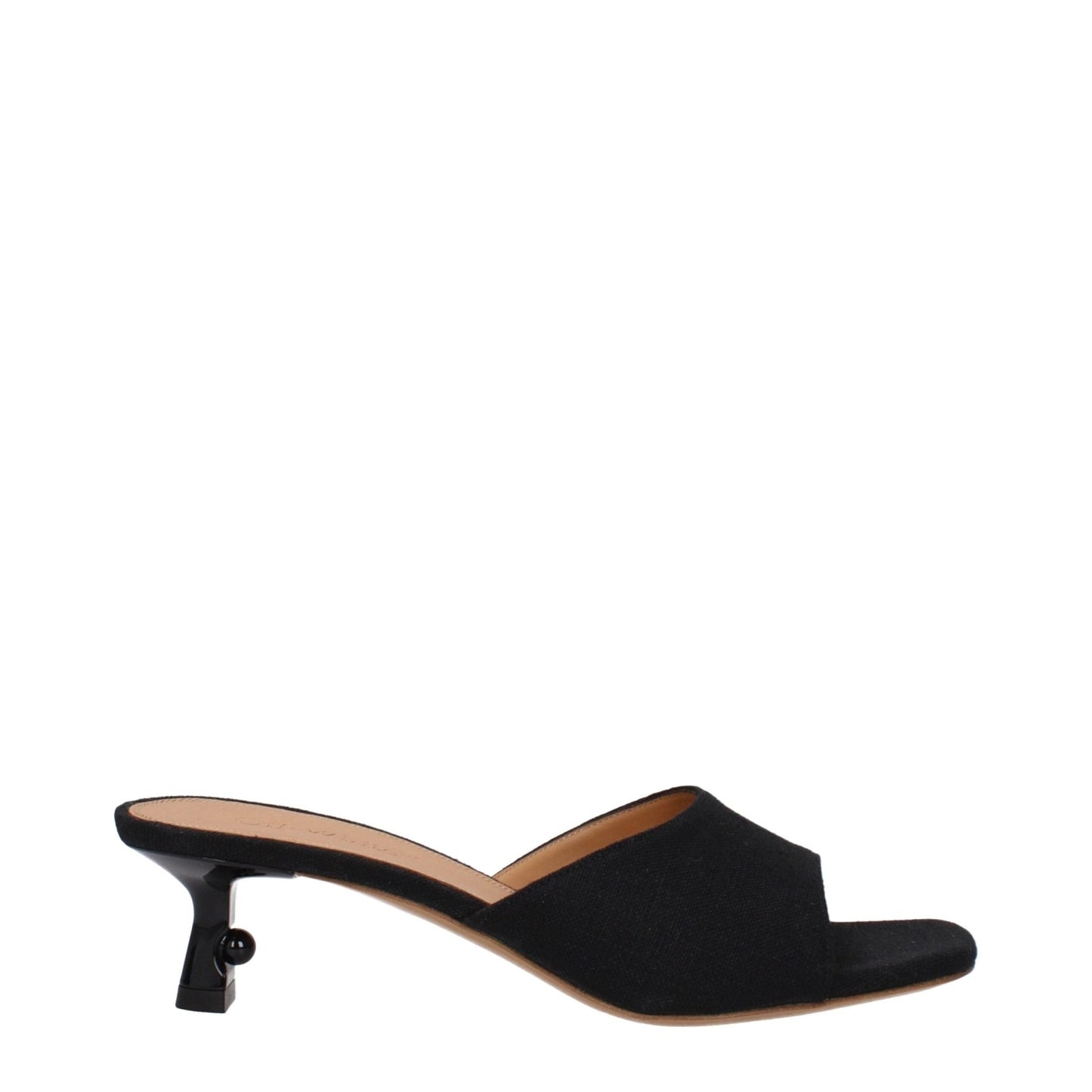 Off - White Black Linen Flat Sandals - SMARTMARTNZ