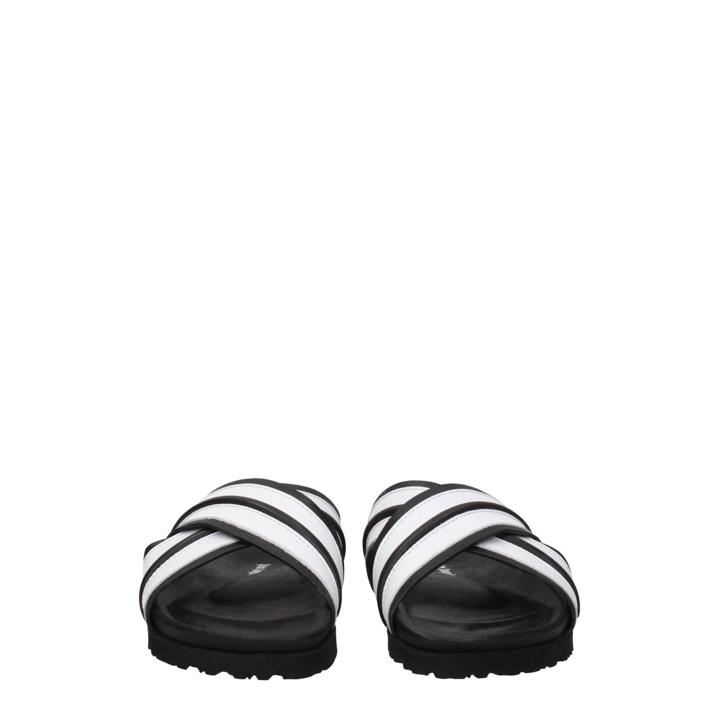 Palm Angels White Leather Slippers Sandals - SMARTMARTNZ