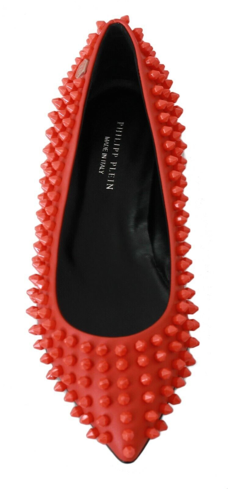 Philipp Plein Orange Leather Ballerina WHAT I DO Flats Shoes - SMARTMARTNZ