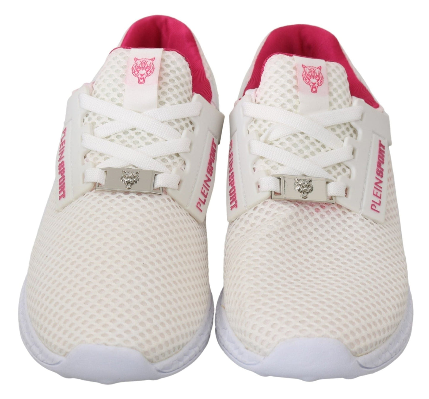 Philipp Plein White Pink Polyester Becky Sneakers Shoes - SMARTMARTNZ