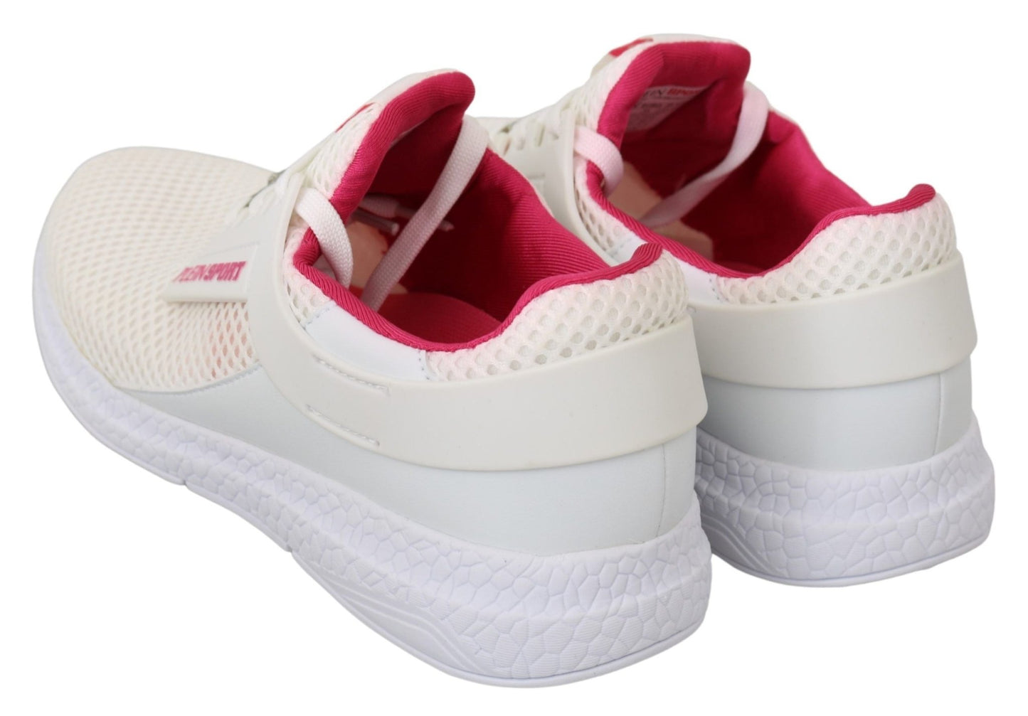 Philipp Plein White Pink Polyester Becky Sneakers Shoes - SMARTMARTNZ