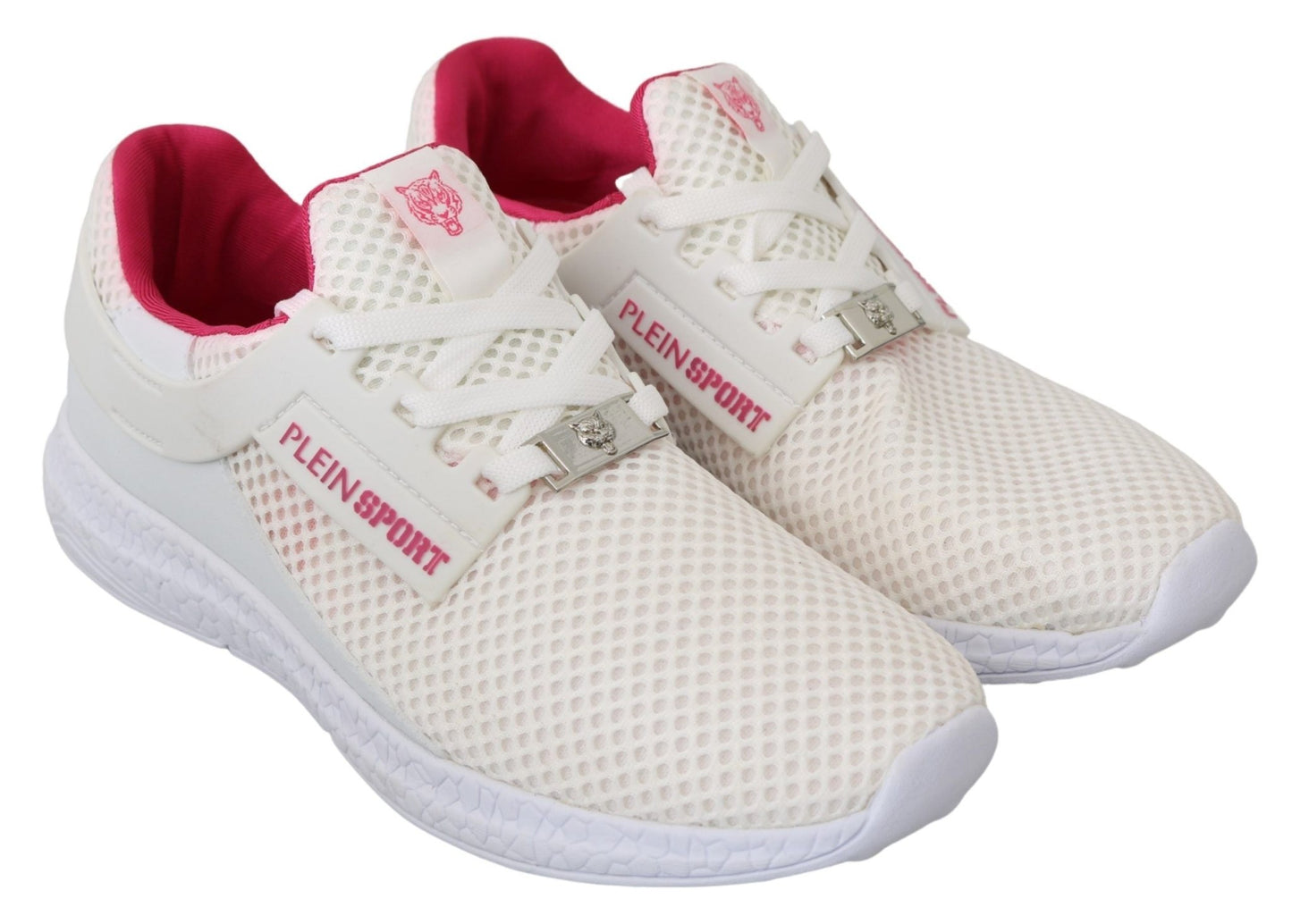 Philipp Plein White Pink Polyester Becky Sneakers Shoes - SMARTMARTNZ