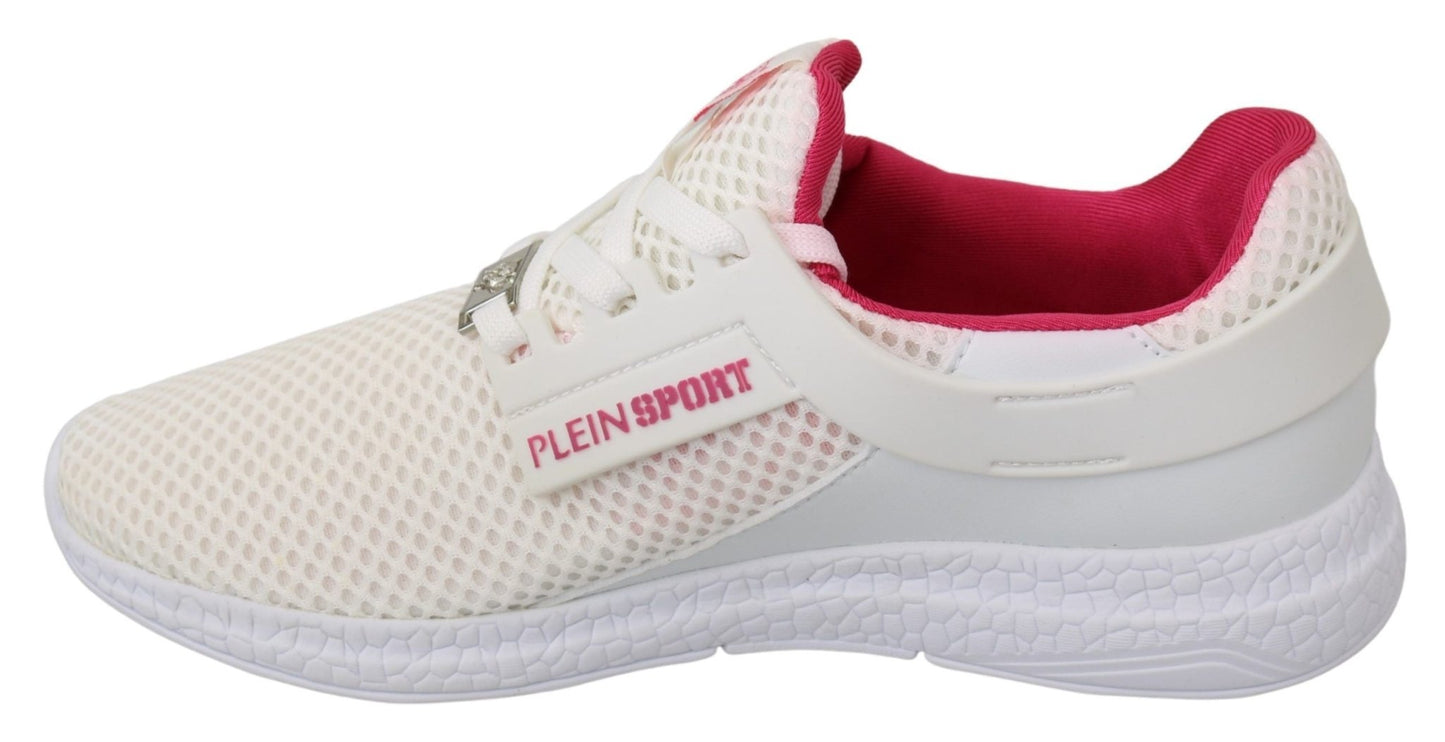 Philipp Plein White Pink Polyester Becky Sneakers Shoes - SMARTMARTNZ