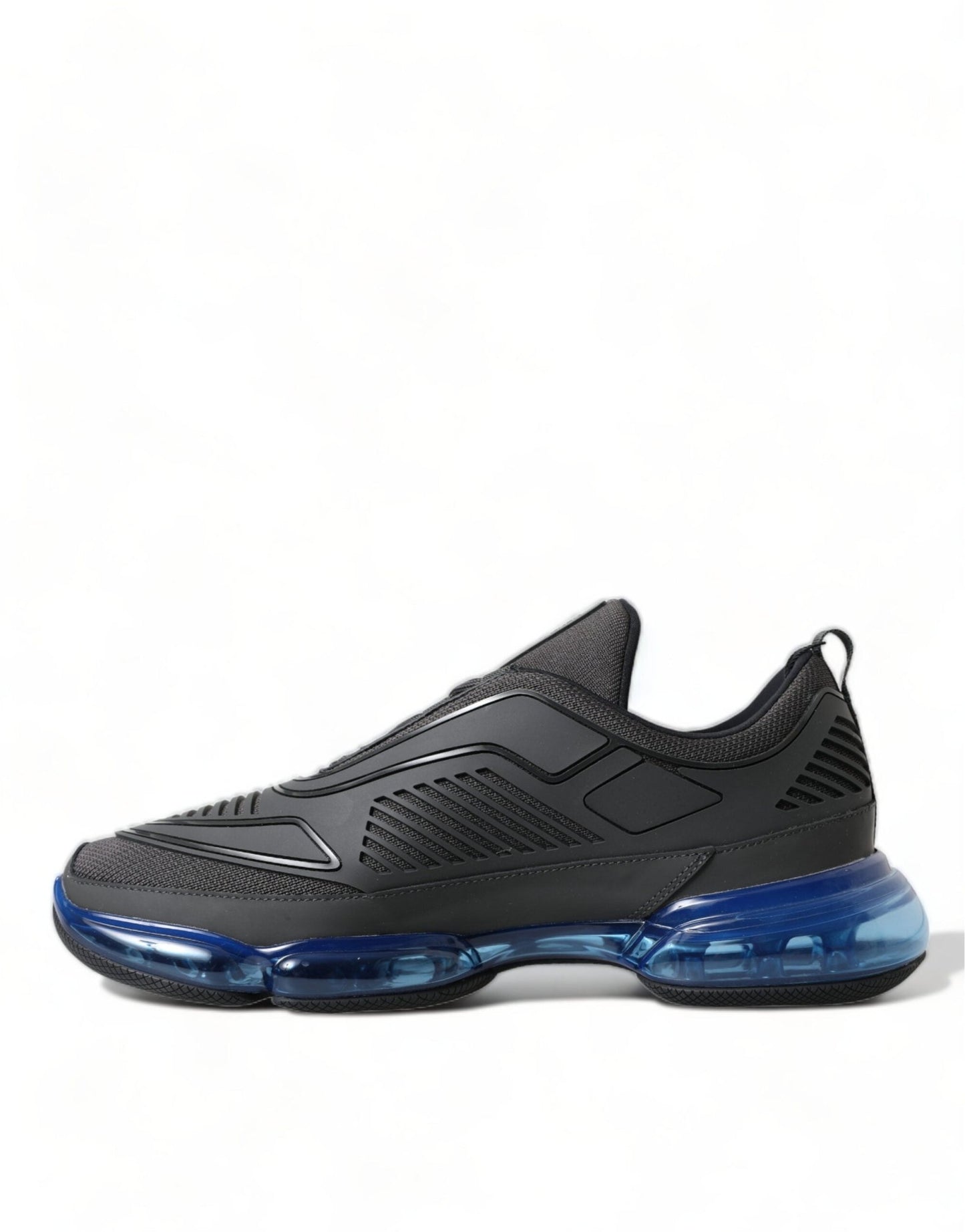 Prada Black Blue Rubber Knit Slip On Low Top Sneakers Shoes - SMARTMARTNZ