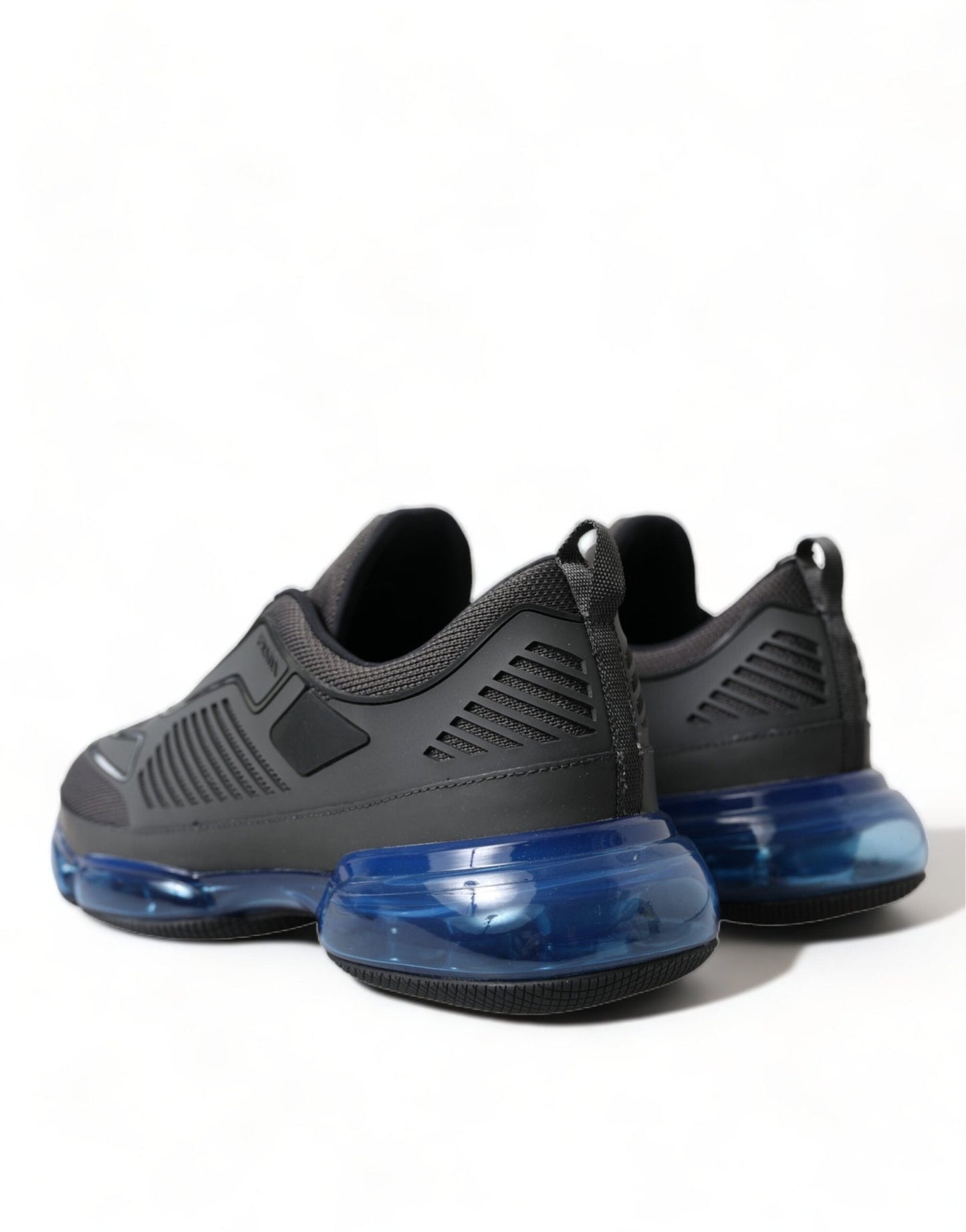 Prada Black Blue Rubber Knit Slip On Low Top Sneakers Shoes - SMARTMARTNZ