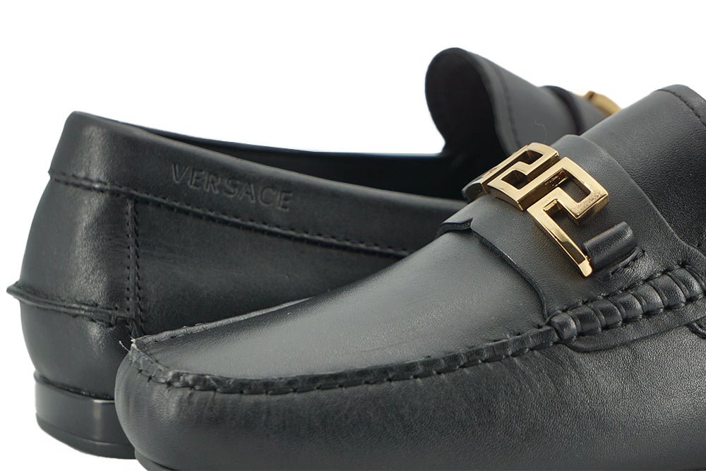 Versace Elegant Black Calf Leather Men's Loafers - SMARTMARTNZ