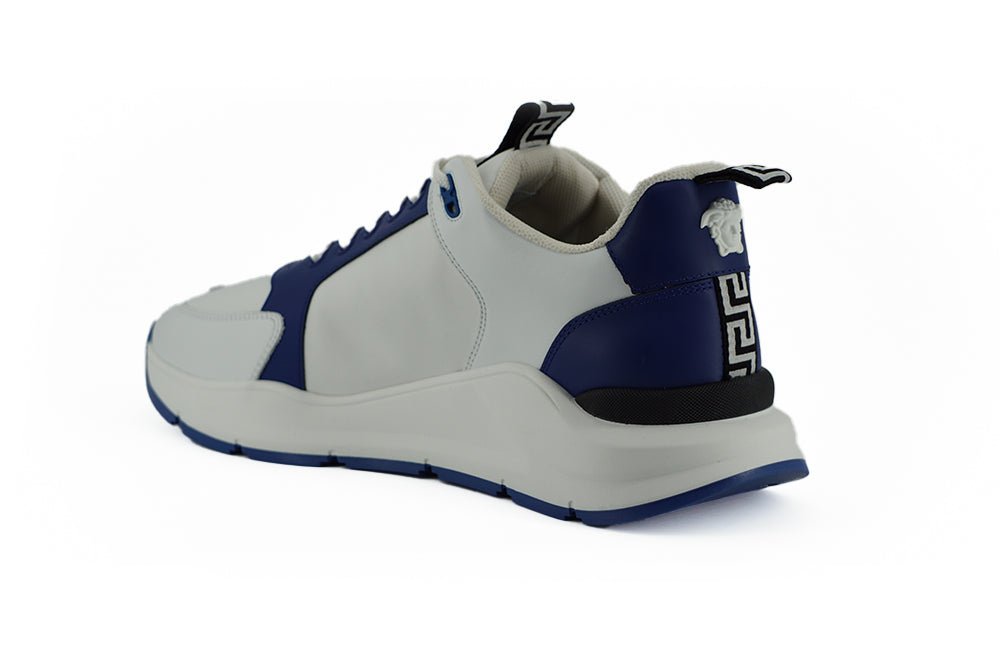 Versace Elegant Blue and White Leather Sneakers - SMARTMARTNZ