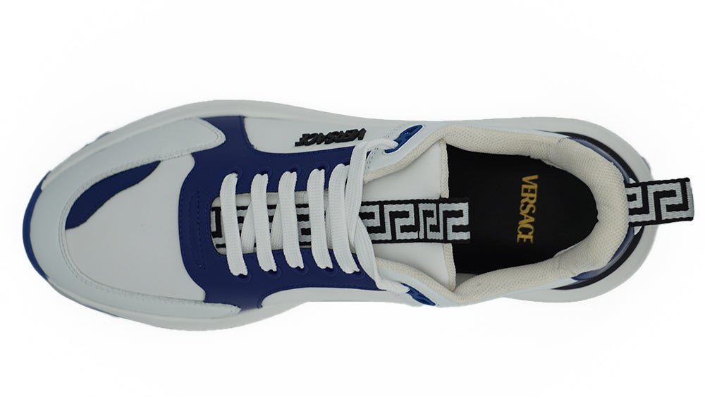 Versace Elegant Blue and White Leather Sneakers - SMARTMARTNZ