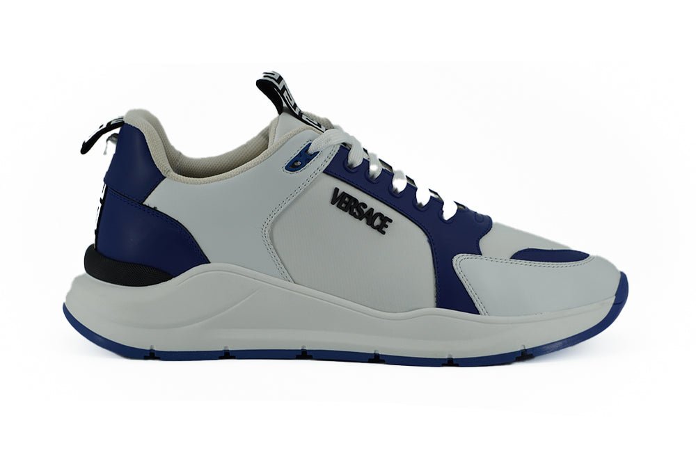 Versace Elegant Blue and White Leather Sneakers - SMARTMARTNZ