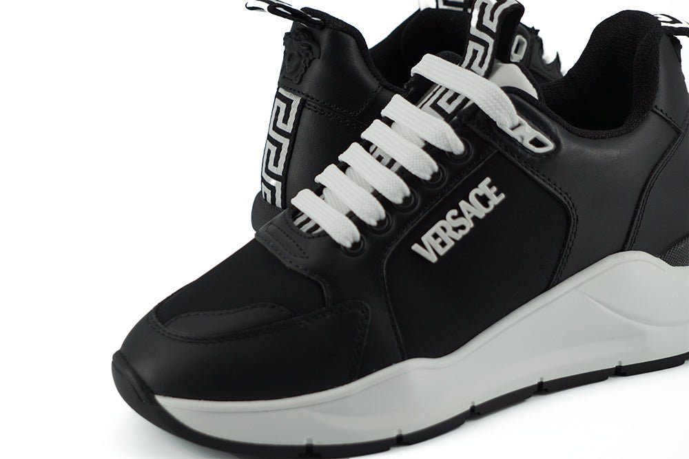 Versace Elegant Monochrome Leather Sneakers - SMARTMARTNZ