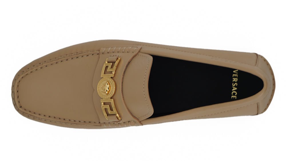 Versace Exquisite Medusa Gold - Tone Leather Loafers - SMARTMARTNZ