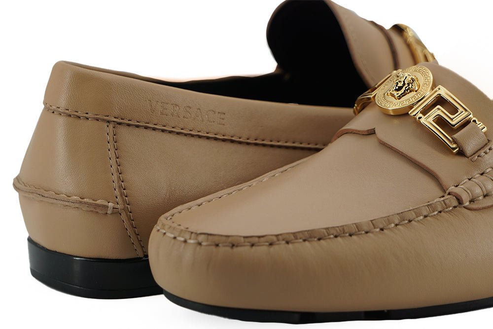 Versace Exquisite Medusa Gold - Tone Leather Loafers - SMARTMARTNZ