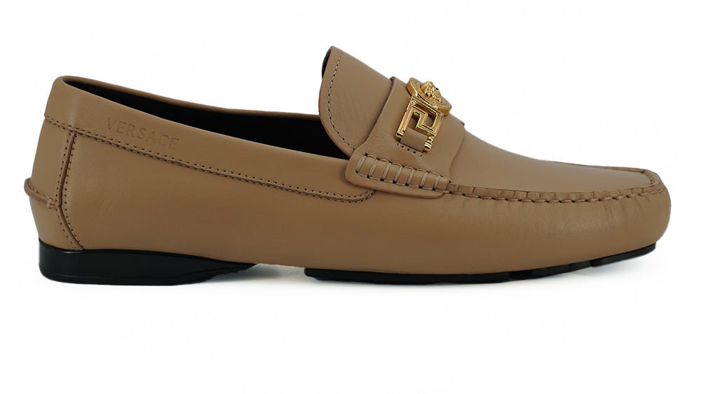 Versace Exquisite Medusa Gold - Tone Leather Loafers - SMARTMARTNZ