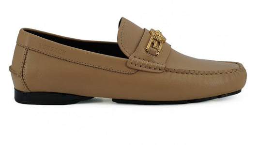 Versace Exquisite Medusa Gold - Tone Leather Loafers - SMARTMARTNZ