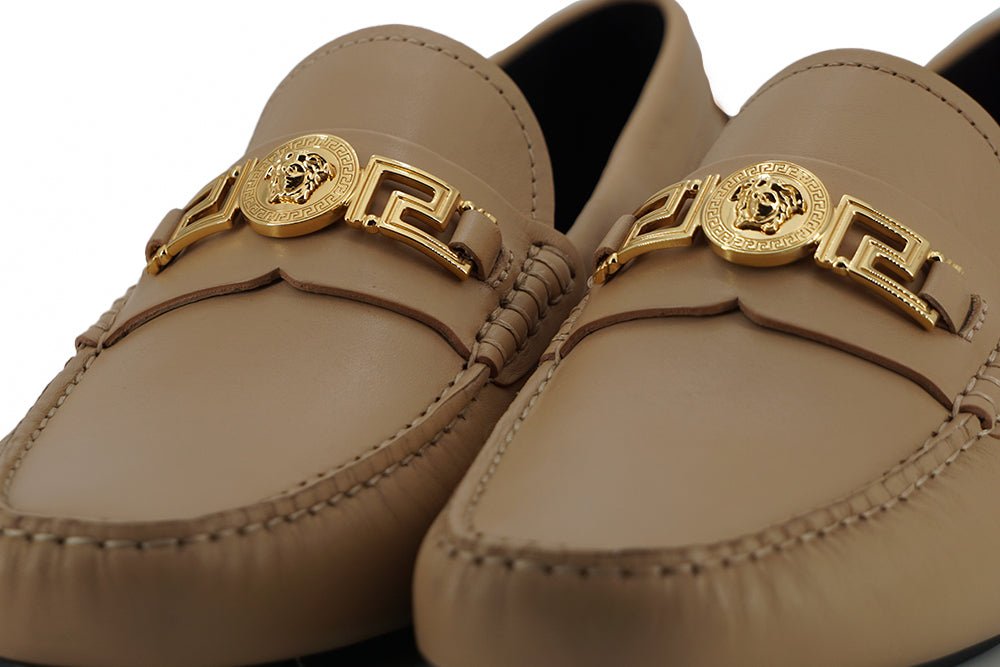 Versace Exquisite Medusa Gold - Tone Leather Loafers - SMARTMARTNZ