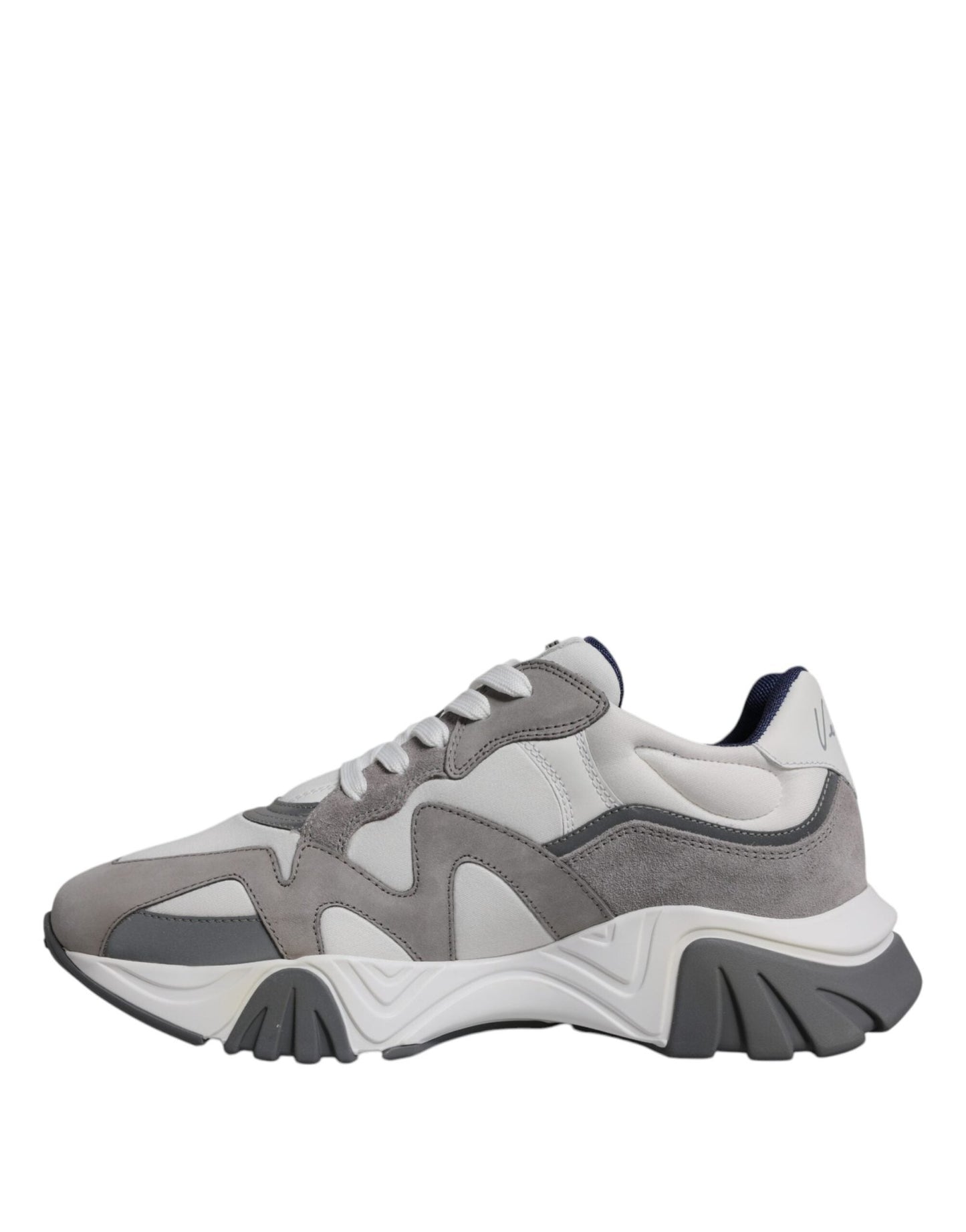 Versace Grey Leather Neoprene Chunky Low Top Squalo Sneakers Shoes - SMARTMARTNZ