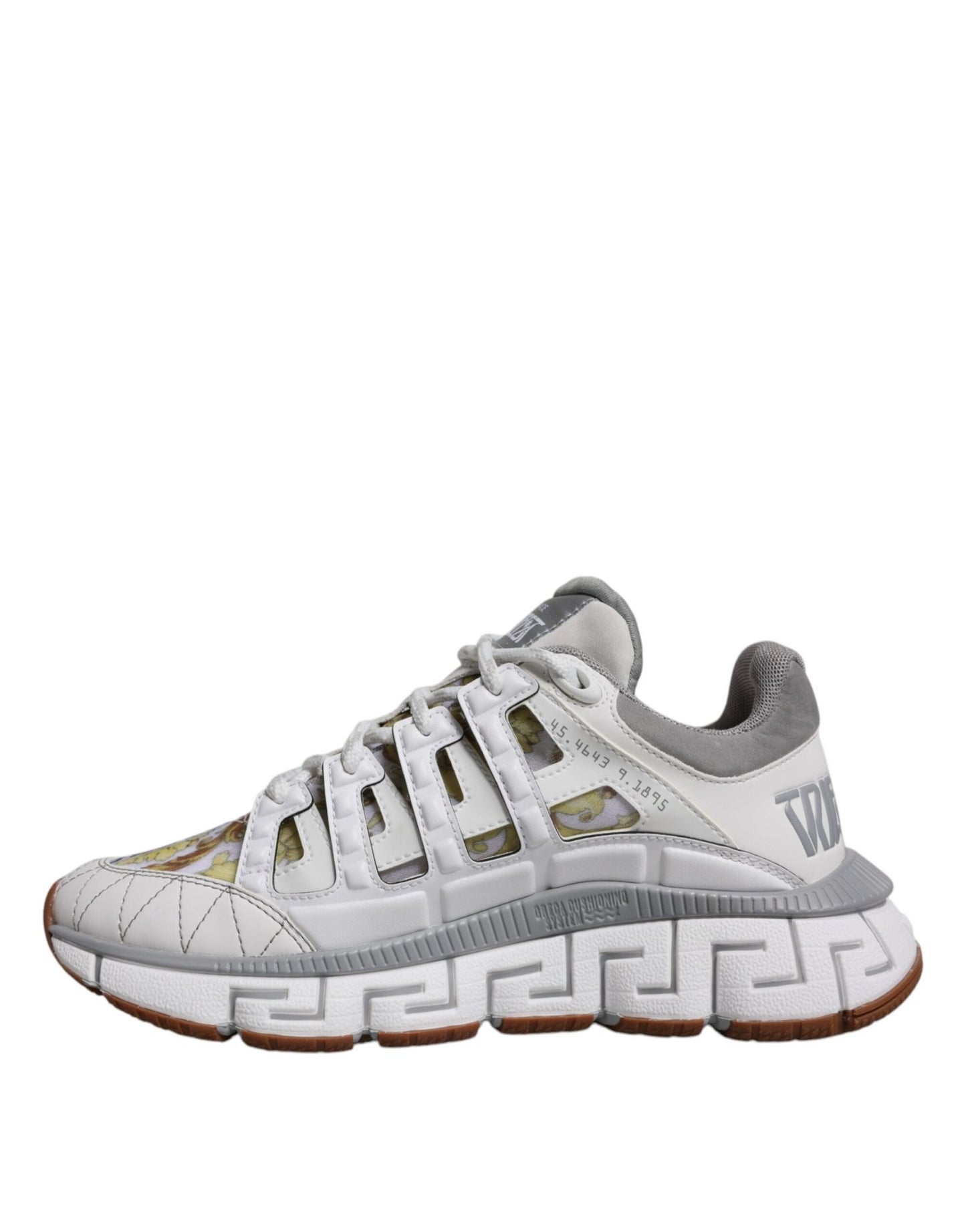 Versace White Trigreca Barocco Print Low Top Sneakers Shoes - SMARTMARTNZ