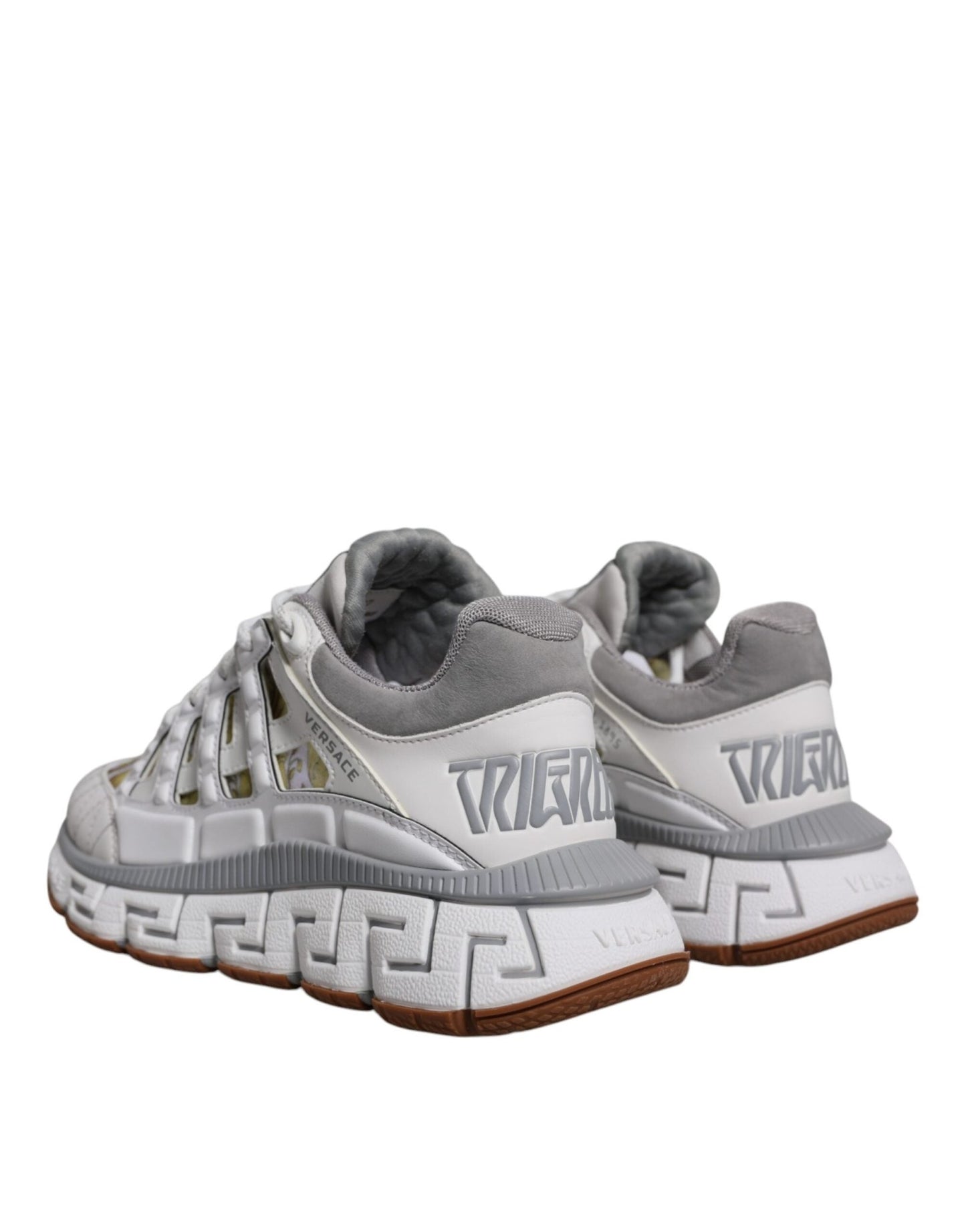 Versace White Trigreca Barocco Print Low Top Sneakers Shoes - SMARTMARTNZ