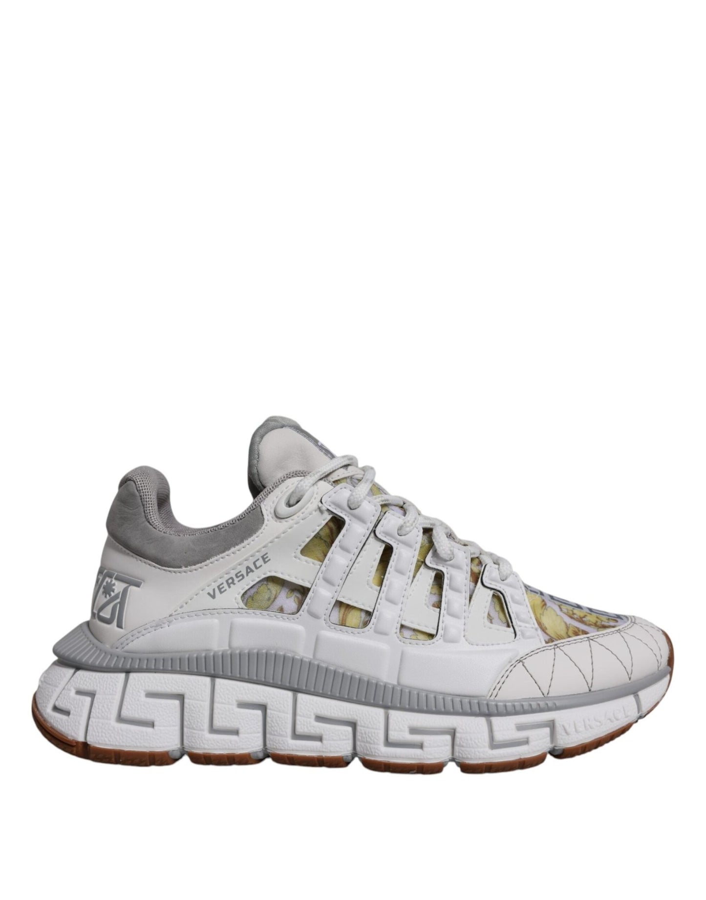Versace White Trigreca Barocco Print Low Top Sneakers Shoes - SMARTMARTNZ
