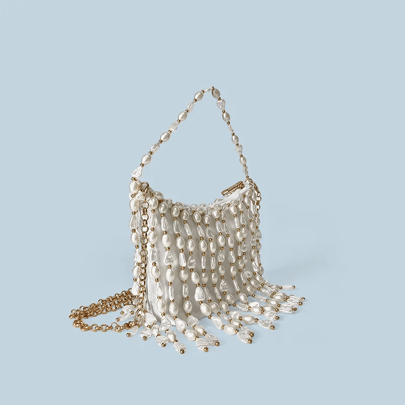 Vintage - Inspired Handmade Bucket Bag – Chinese Beaded Crossbody with Silk Details - SMARTMARTNZ