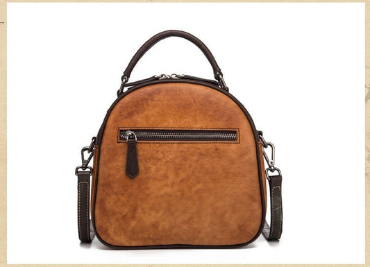 Vintage - Style Leather Bag with Deer & Bird Art Hand - Painted Detailing | Timeless Beauty in Every Stroke - SMARTMARTNZ