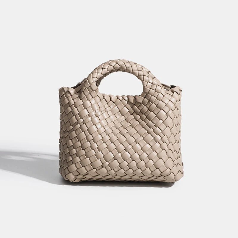 Women’s Fashion Woven Bag – Soft Handmade PU Leather Shoulder Bucket - SMARTMARTNZ