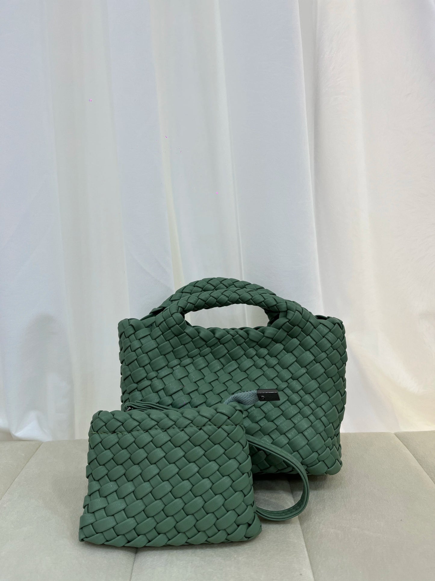 Women’s Fashion Woven Bag – Soft Handmade PU Leather Shoulder Bucket - SMARTMARTNZ