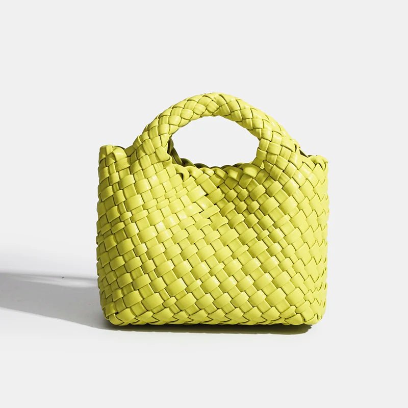 Women’s Fashion Woven Bag – Soft Handmade PU Leather Shoulder Bucket - SMARTMARTNZ