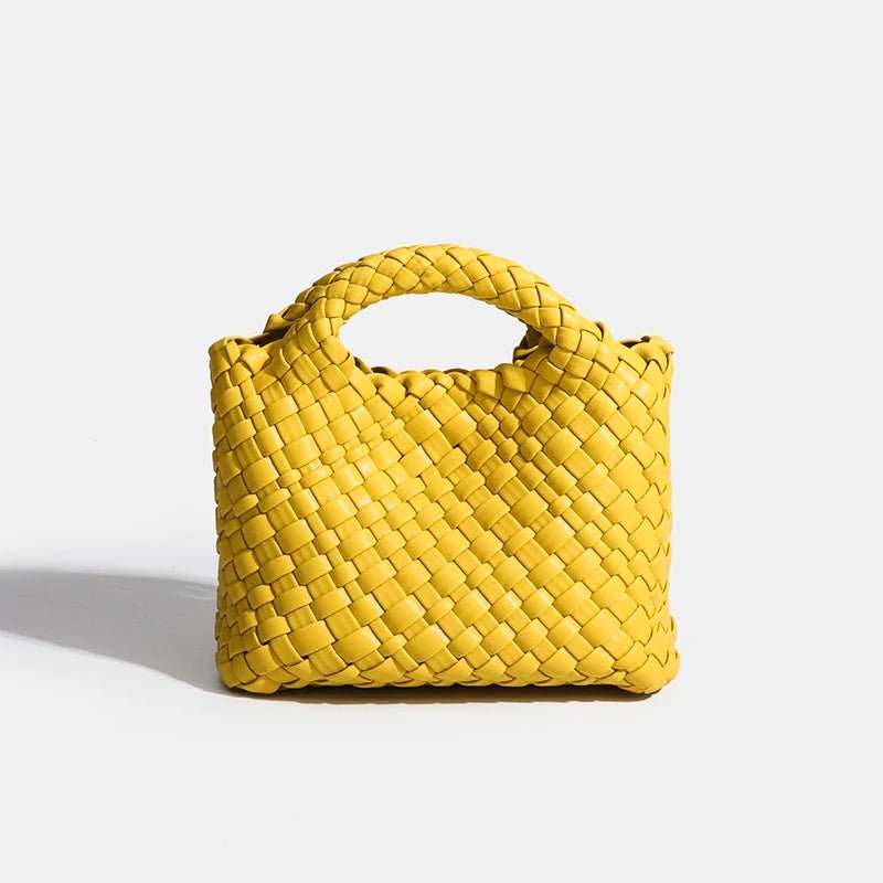 Women’s Fashion Woven Bag – Soft Handmade PU Leather Shoulder Bucket - SMARTMARTNZ