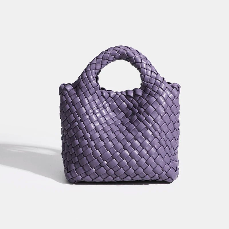 Women’s Fashion Woven Bag – Soft Handmade PU Leather Shoulder Bucket - SMARTMARTNZ
