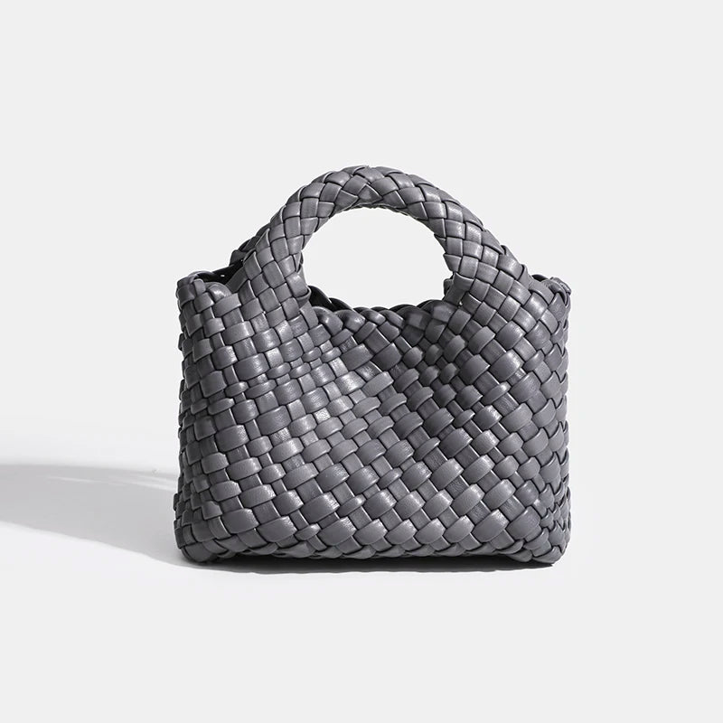 Women’s Fashion Woven Bag – Soft Handmade PU Leather Shoulder Bucket - SMARTMARTNZ