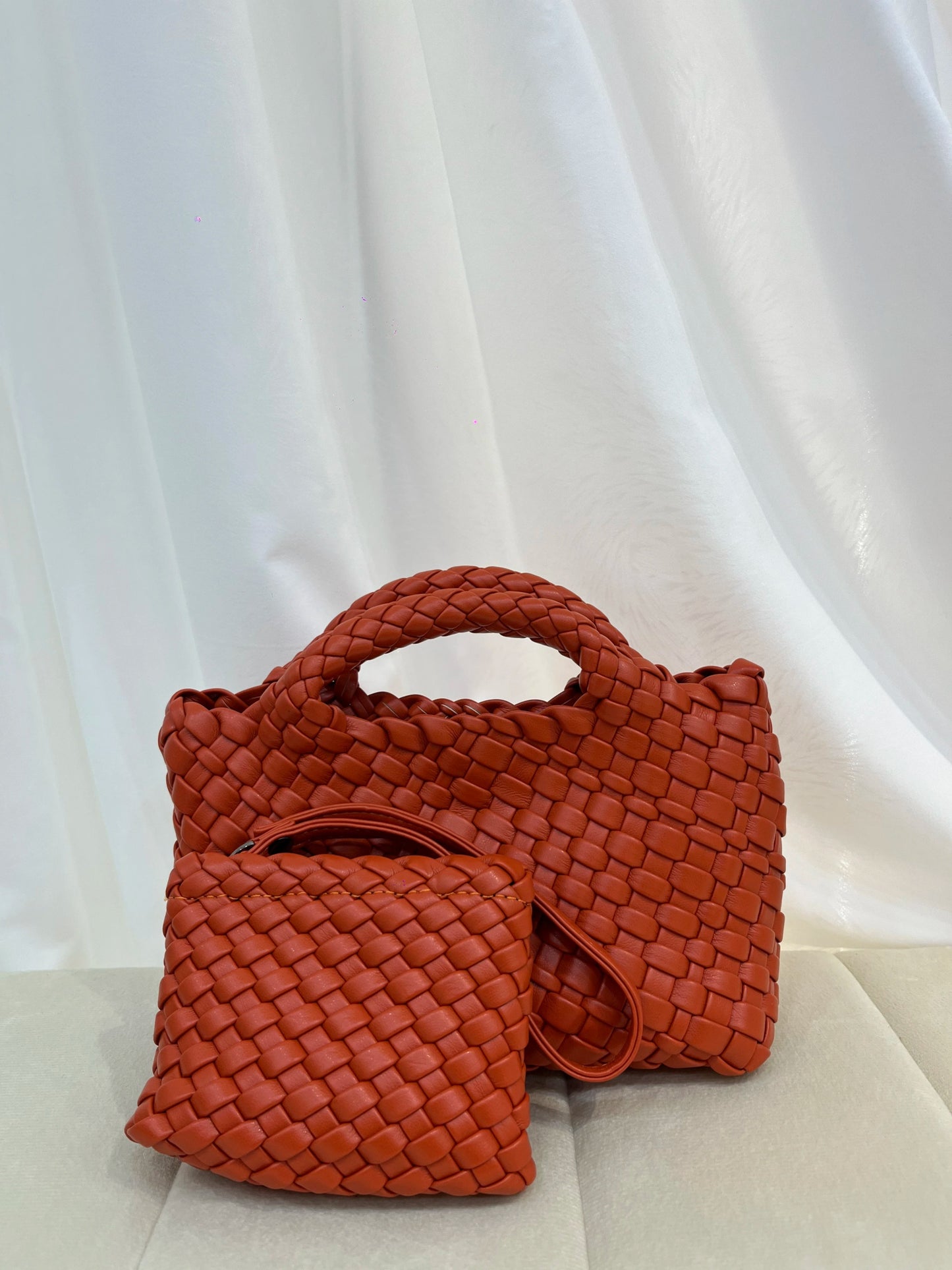 Women’s Fashion Woven Bag – Soft Handmade PU Leather Shoulder Bucket - SMARTMARTNZ