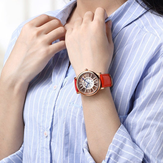 Women’s Genuine Leather Hollow Quartz Watch – Elegant & Durable - SMARTMARTNZ