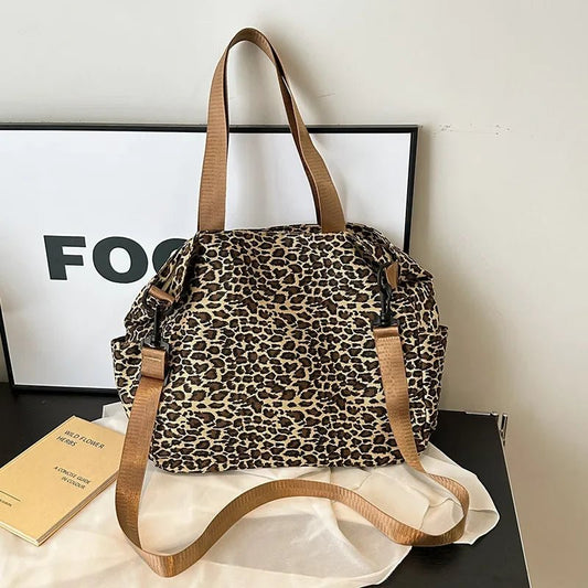 Women’s Leopard Print Shoulder Tote – Large Capacity Casual Shopping Bag - SMARTMARTNZ