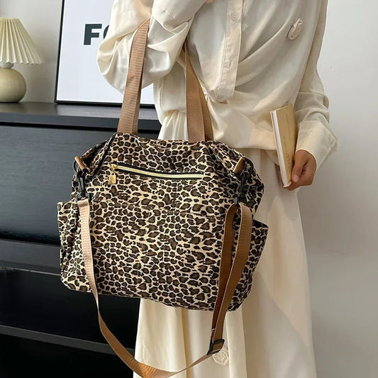 Women’s Leopard Print Shoulder Tote – Large Capacity Casual Shopping Bag - SMARTMARTNZ